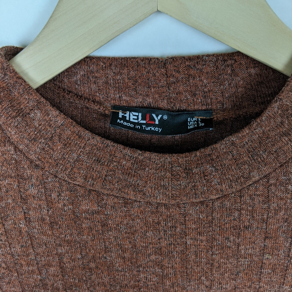Helly Rich Brown 3/4 Button Sleeve Knit Midi Dress - Picture 3 of 4